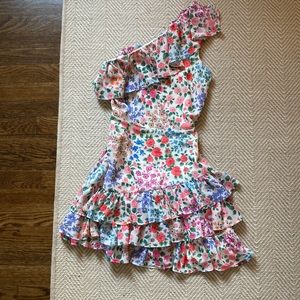 Yumi Kim one shoulder floral mini ruffle dress!